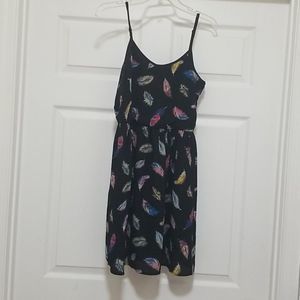 Xhilaration black multicolor feather dress Medium